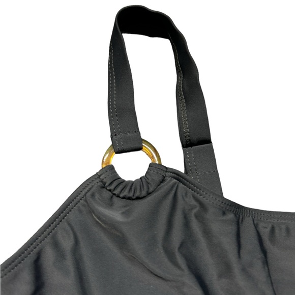 HEYTALALA womens black one piece swimsuit w mesh panel middle size XL NWT - Picture 4 of 7